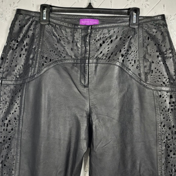 Suzanne Somers Collection Womens Black Genuine Leather Laser Cut Pants Size 20W - Picture 8 of 11